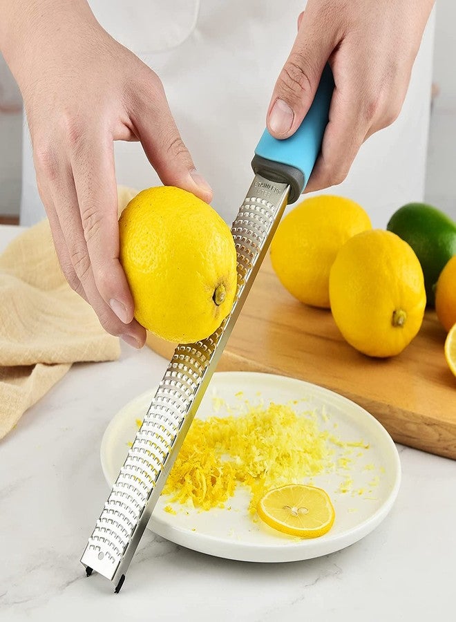 Baskety Stainless Steel Zester Grater Handheld for Lemon, Cheese, Ginger, Garlic, Vegetables & Fruits - 1 Piece (Blue) - Image 3